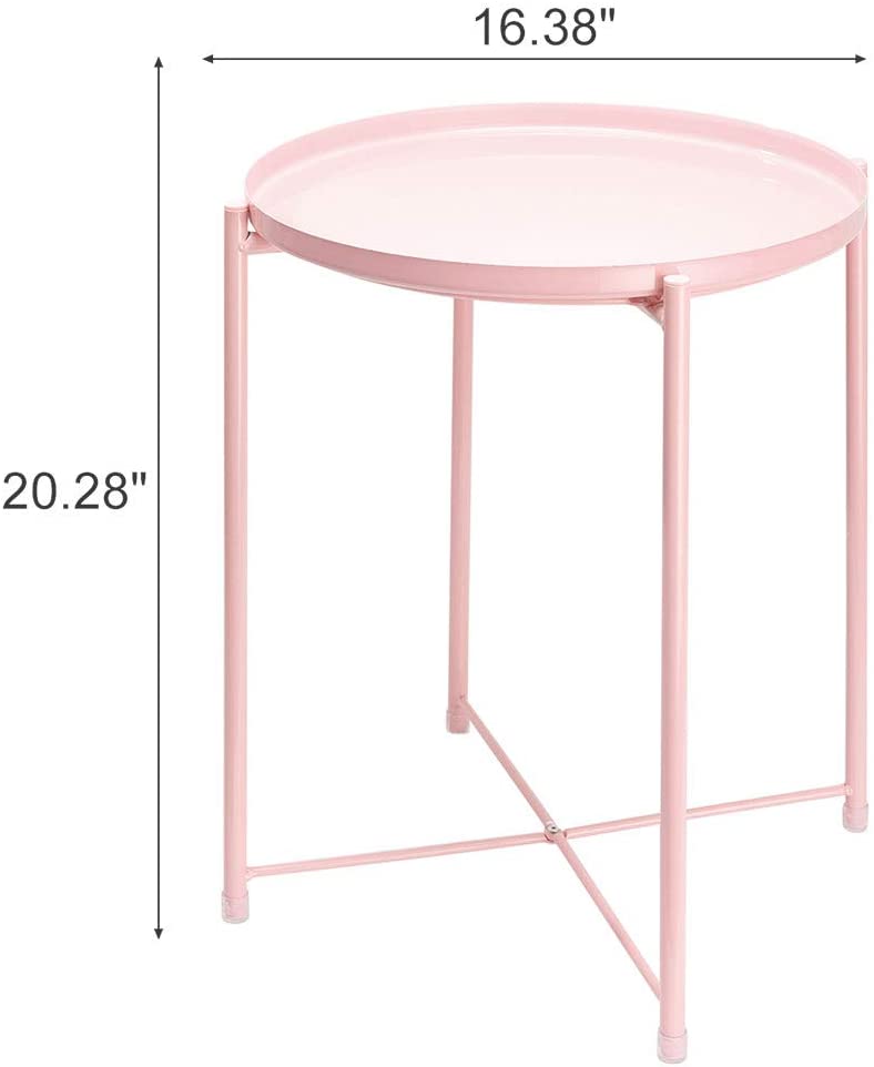 Side Tables : Small Sofa End Table Indoor Accent Table Round Waterproof Metal Coffee Table
