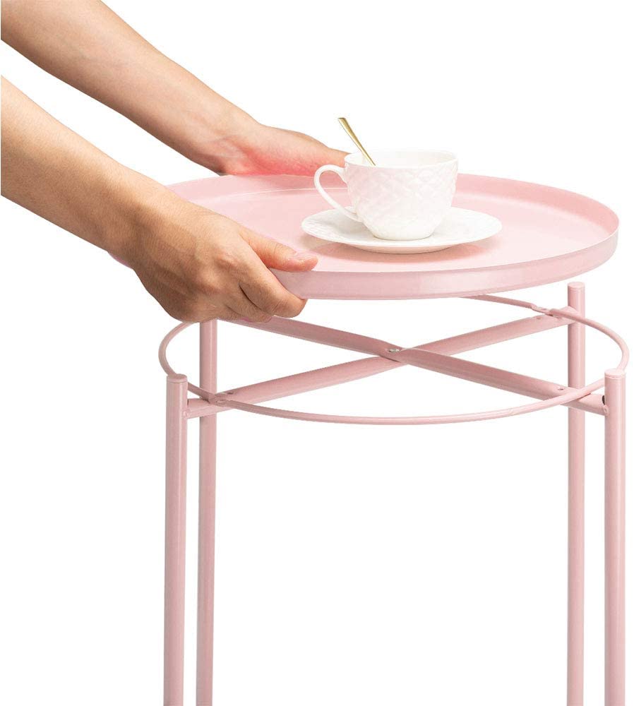 Side Tables : Small Sofa End Table Indoor Accent Table Round Waterproof Metal Coffee Table