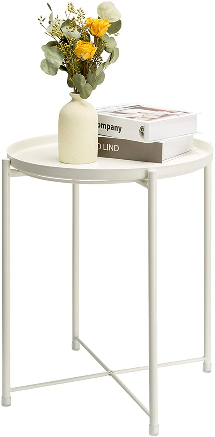 Side Tables : Small Sofa End Table Indoor Accent Table Round Waterproof Metal Coffee Table