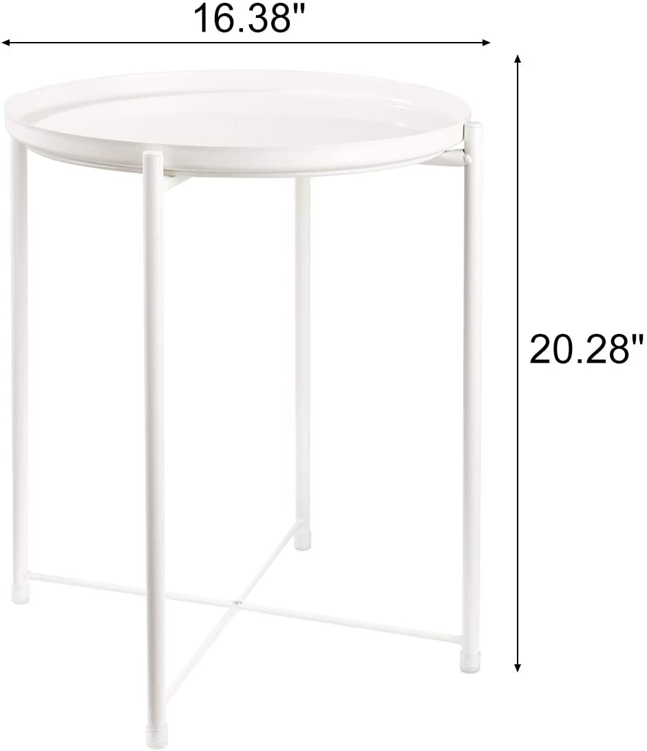 Side Tables : Small Sofa End Table Indoor Accent Table Round Waterproof Metal Coffee Table