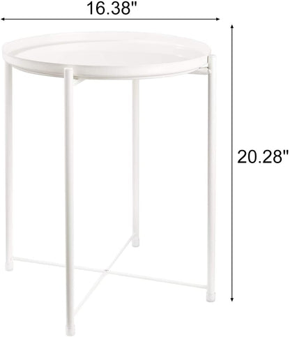 Side Tables : Small Sofa End Table Indoor Accent Table Round Waterproof Metal Coffee Table