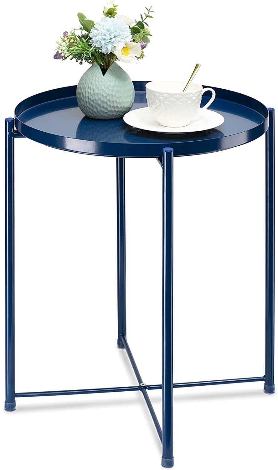 Side Tables : Small Sofa End Table Indoor Accent Table Round Waterproof Metal Coffee Table