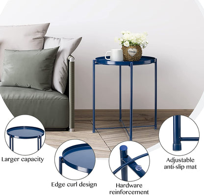 Side Tables : Small Sofa End Table Indoor Accent Table Round Waterproof Metal Coffee Table