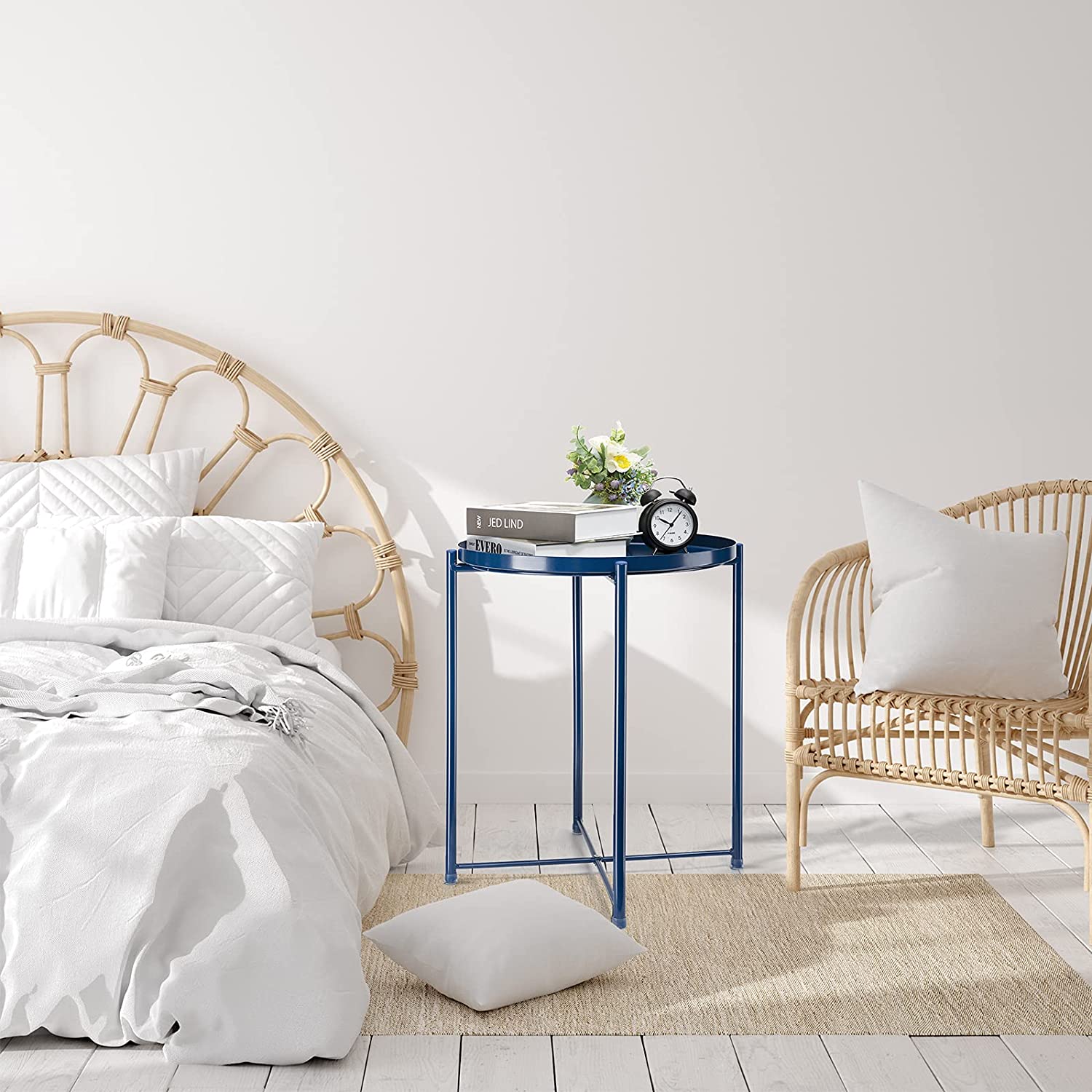 Side Tables : Small Sofa End Table Indoor Accent Table Round Waterproof Metal Coffee Table