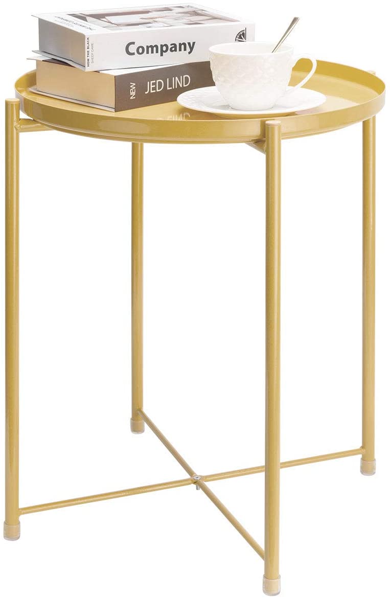 Side Tables : Small Sofa End Table Indoor Accent Table Round Waterproof Metal Coffee Table