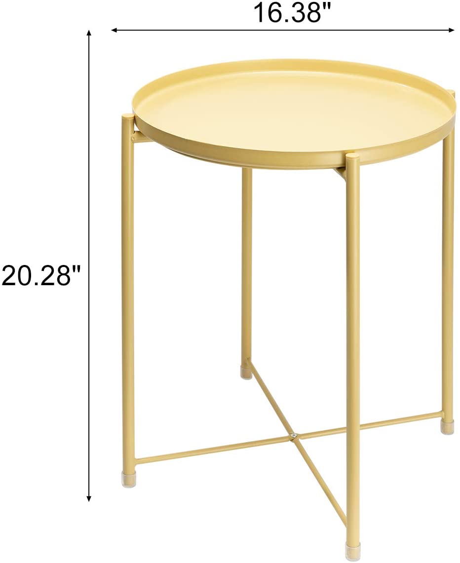 Side Tables : Small Sofa End Table Indoor Accent Table Round Waterproof Metal Coffee Table