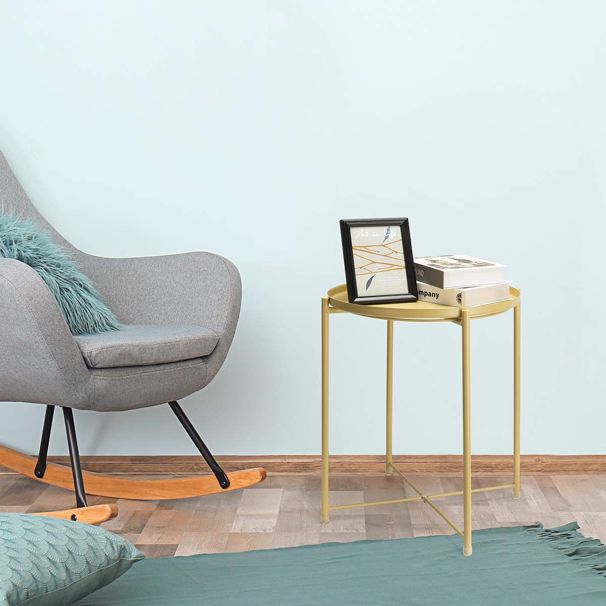 Side Tables : Small Sofa End Table Indoor Accent Table Round Waterproof Metal Coffee Table