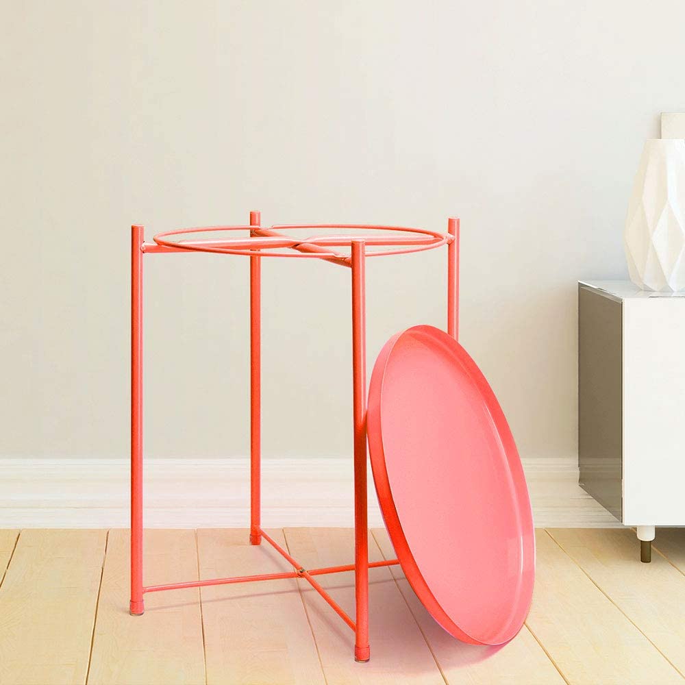 Side Tables : Small Sofa End Table Indoor Accent Table Round Waterproof Metal Coffee Table