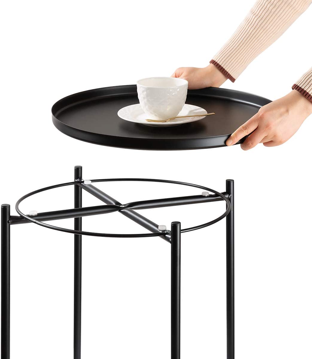 Side Tables : Small Sofa End Table Indoor Accent Table Round Waterproof Metal Coffee Table