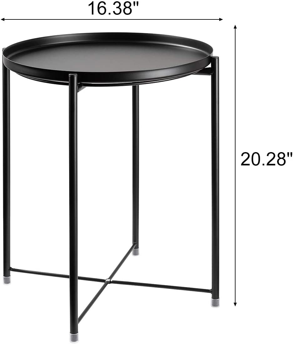 Side Tables : Small Sofa End Table Indoor Accent Table Round Waterproof Metal Coffee Table