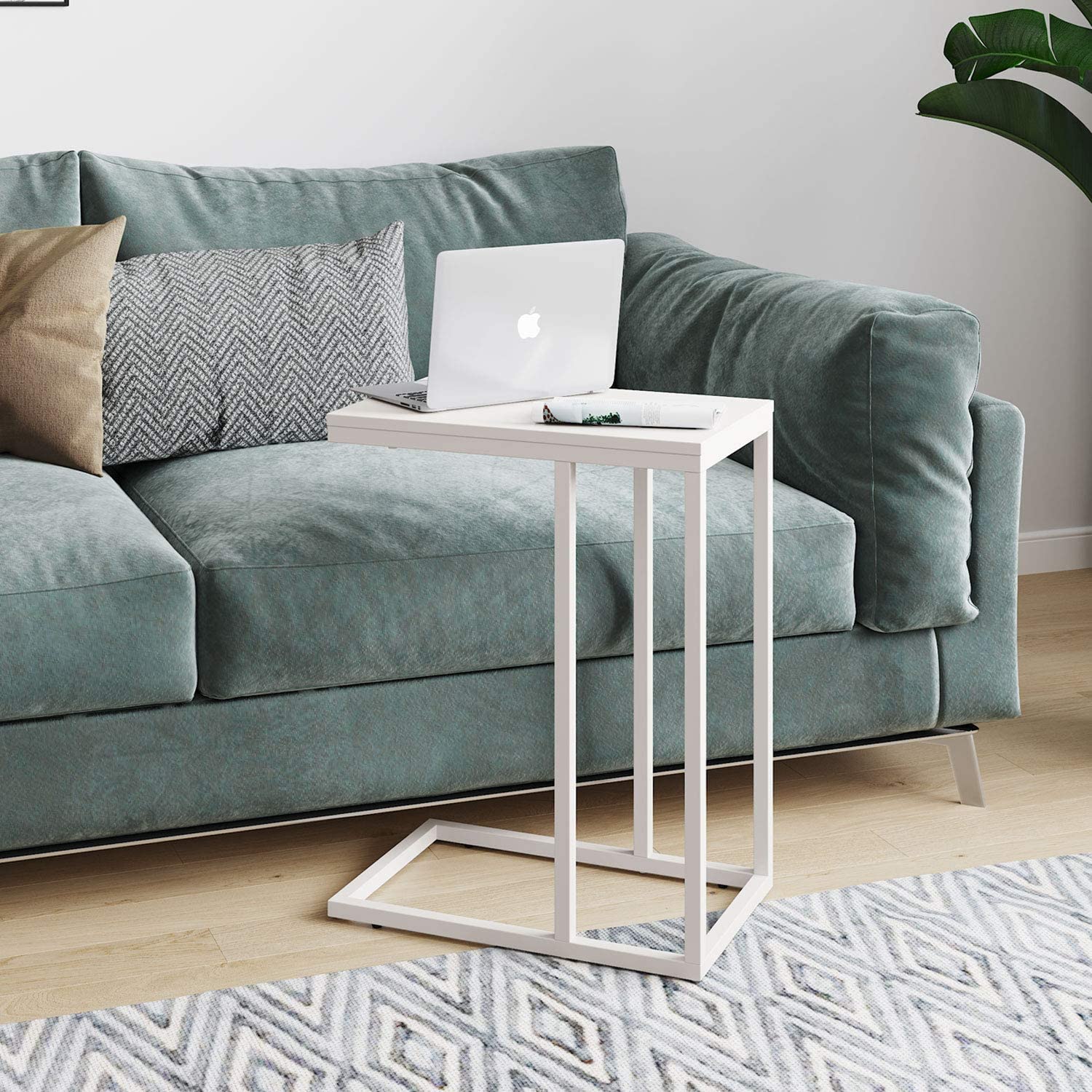 Side Tables : Snack Side Table, C Shaped End Table for Sofa Couch and Bed