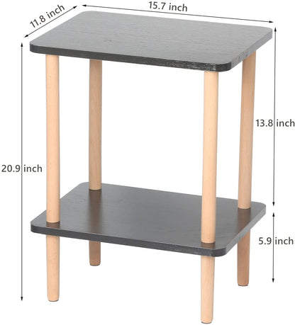 Side Tables : Tier Side Table Tall End Table with Storage Rack Wooden Nightstand Bedside Table