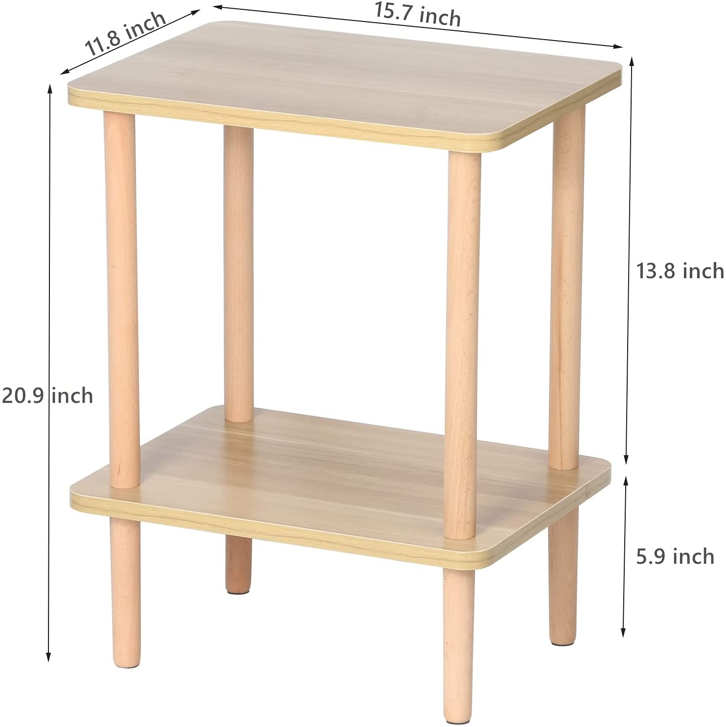 Side Tables : Tier Side Table Tall End Table with Storage Rack Wooden Nightstand Bedside Table