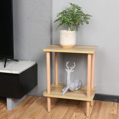 Side Tables : Tier Side Table Tall End Table with Storage Rack Wooden Nightstand Bedside Table