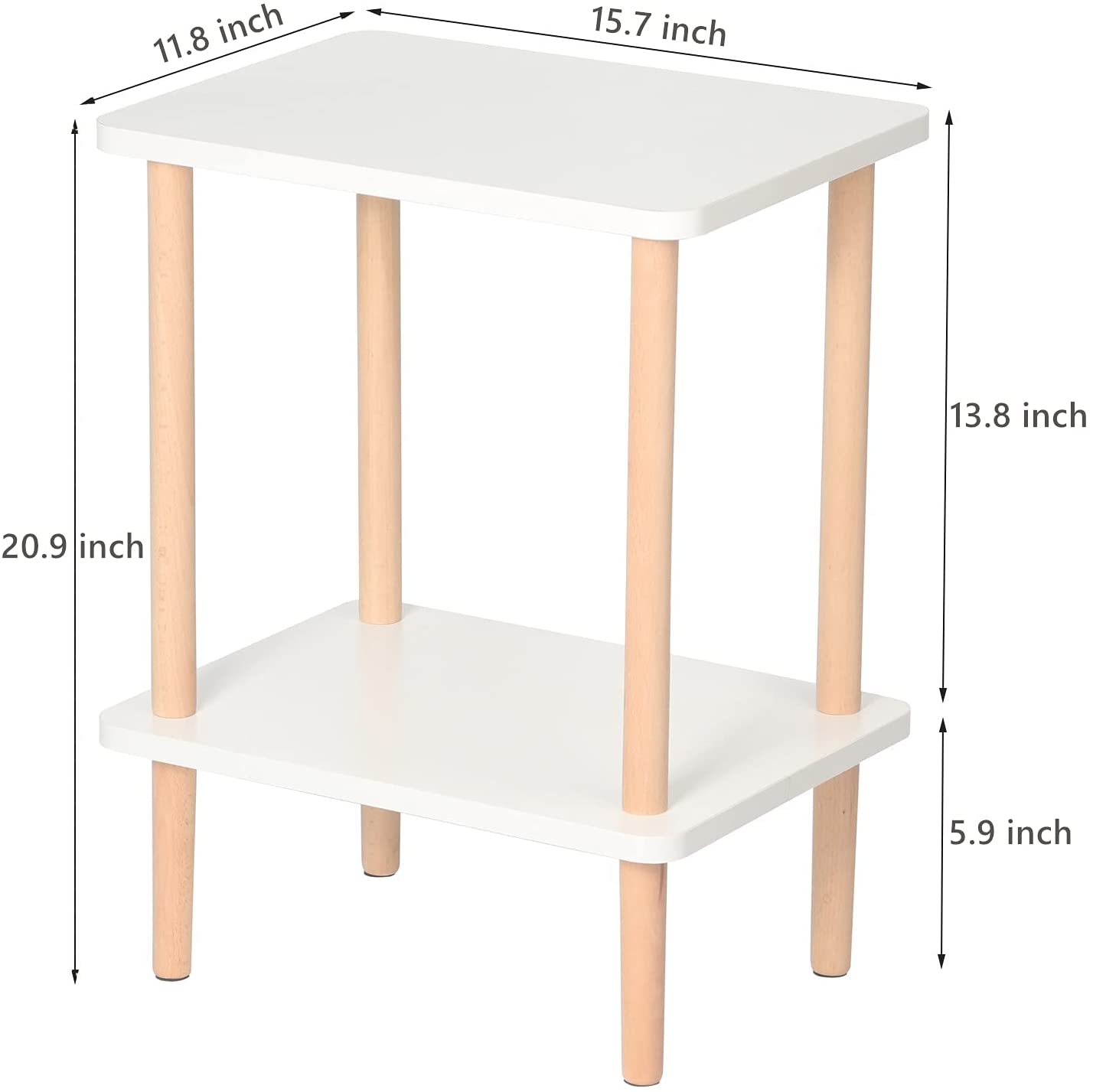 Side Tables : Tier Side Table Tall End Table with Storage Rack Wooden Nightstand Bedside Table