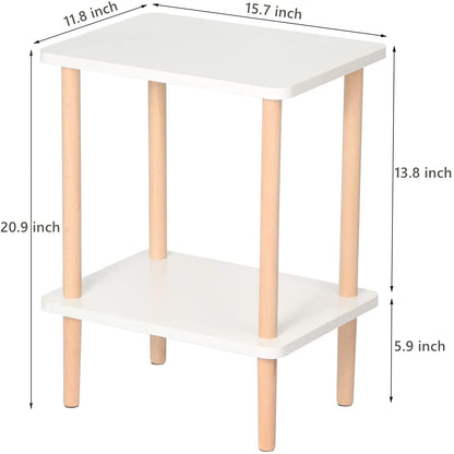 Side Tables : Tier Side Table Tall End Table with Storage Rack Wooden Nightstand Bedside Table