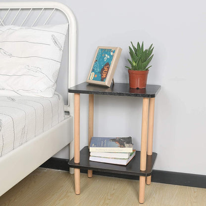 Side Tables : Tier Side Table Tall End Table with Storage Rack Wooden Nightstand Bedside Table