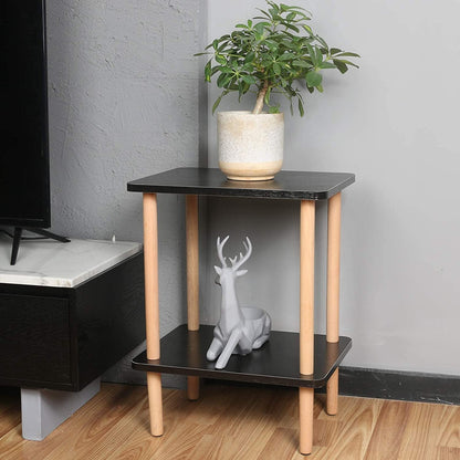 Side Tables : Tier Side Table Tall End Table with Storage Rack Wooden Nightstand Bedside Table