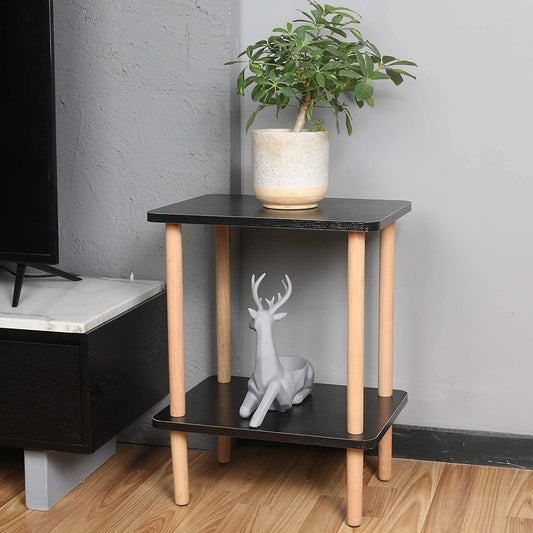Side Tables : Tier Side Table Tall End Table with Storage Rack Wooden Nightstand Bedside Table