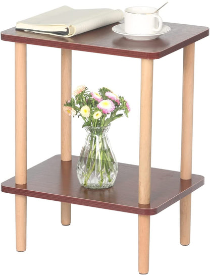 Side Tables : Tier Side Table Tall End Table with Storage Rack Wooden Nightstand Bedside Table