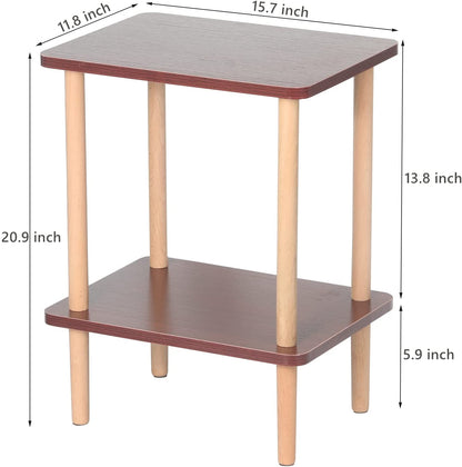 Side Tables : Tier Side Table Tall End Table with Storage Rack Wooden Nightstand Bedside Table
