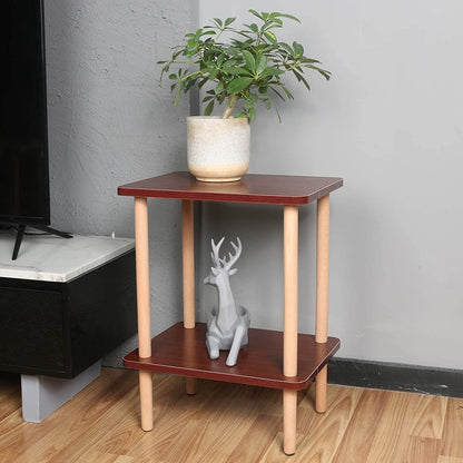 Side Tables : Tier Side Table Tall End Table with Storage Rack Wooden Nightstand Bedside Table