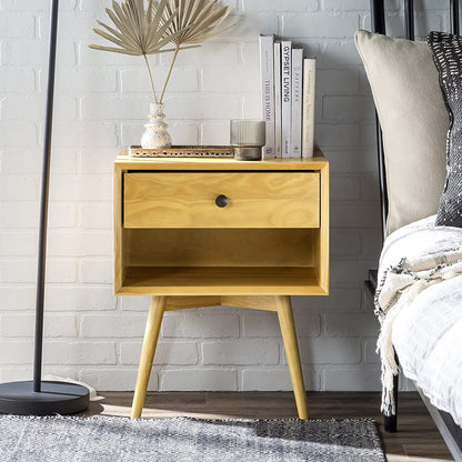 Side Tables: Wood Nightstand Side Bedroom Storage Drawer and Shelf Bedside End Table