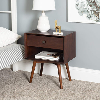 Side Tables: Wood Nightstand Side Bedroom Storage Drawer and Shelf Bedside End Table