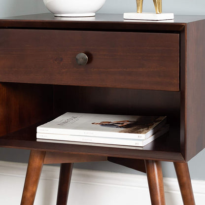 Side Tables: Wood Nightstand Side Bedroom Storage Drawer and Shelf Bedside End Table