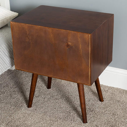Side Tables: Wood Nightstand Side Bedroom Storage Drawer and Shelf Bedside End Table