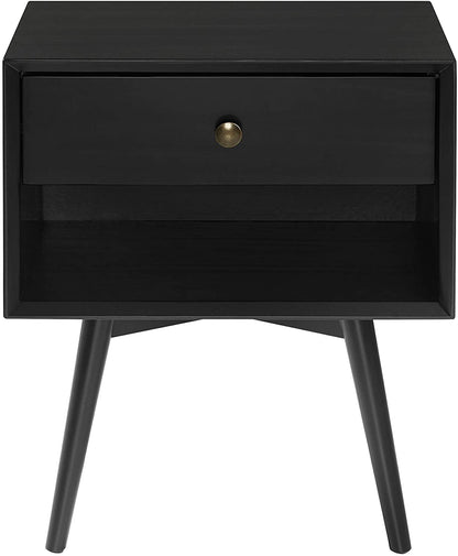 Side Tables: Wood Nightstand Side Bedroom Storage Drawer and Shelf Bedside End Table