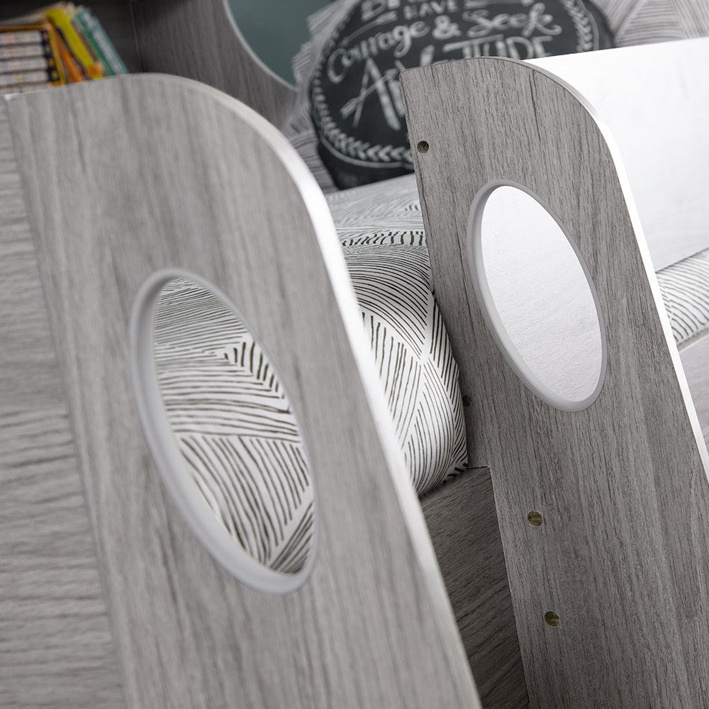 Single Bed: White Midsleeper with Storage and Desk