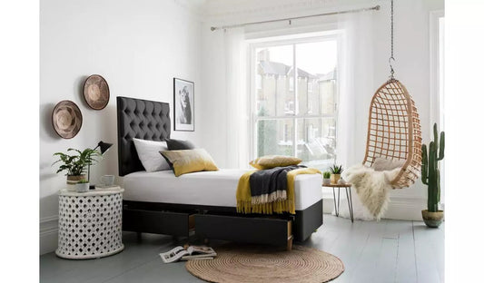 Single Bed: Ebony 2 Drawer Single Divan Bed