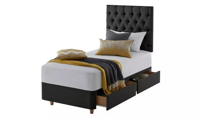 Single Bed: Ebony 2 Drawer Single Divan Bed