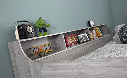 Single Bed: Grey Midsleeper with Storage and Desk Single Bed