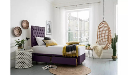 Single Bed: Luxury Fabric 2 Drawer Single Divan Bed