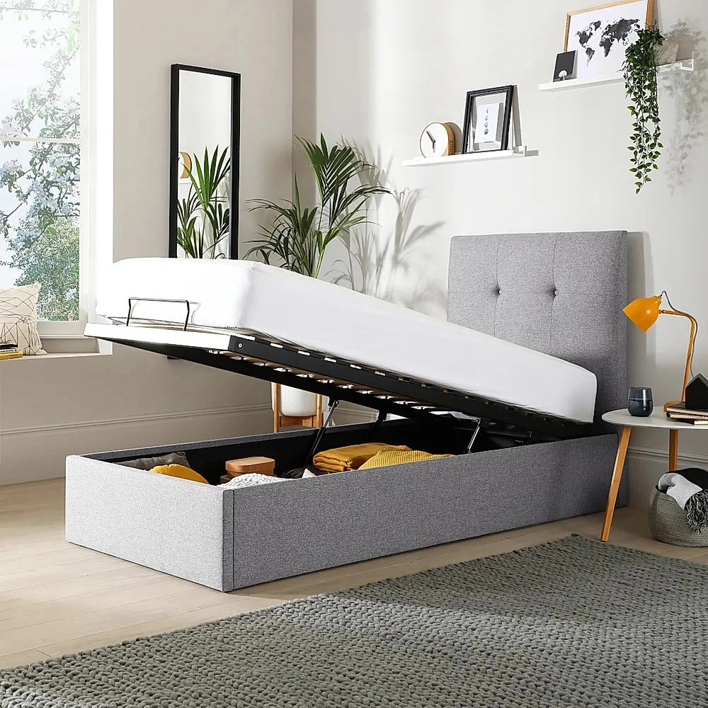 Single Bed: Oatmeal Fabric Single Bed
