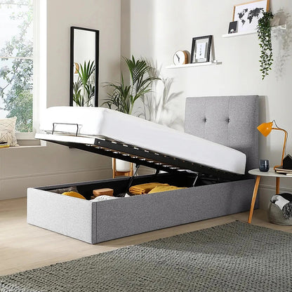 Single Bed: Oatmeal Fabric Single Bed