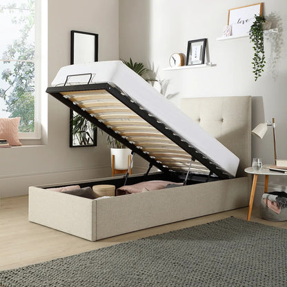 Single Bed: Oatmeal Fabric Single Bed