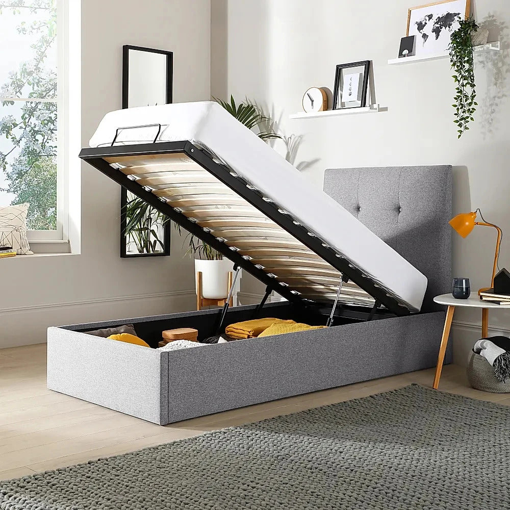 Single Bed: Oatmeal Fabric Single Bed
