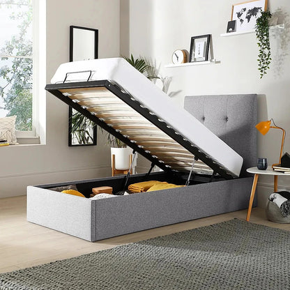 Single Bed: Oatmeal Fabric Single Bed
