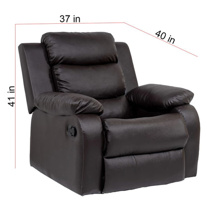 Single Seater 1 Seat Recliner Sofa with Premium Leatherette, Brown