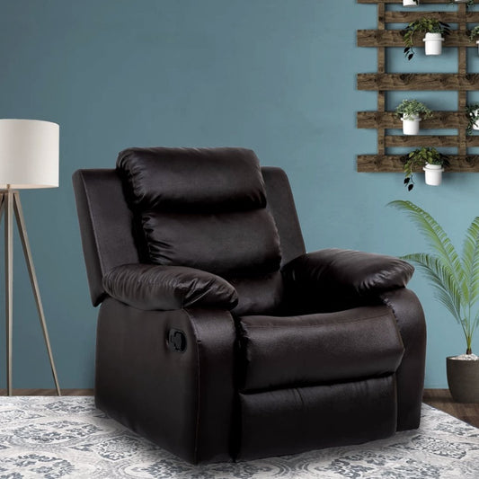 Single Seater 1 Seat Recliner Sofa with Premium Leatherette, Brown
