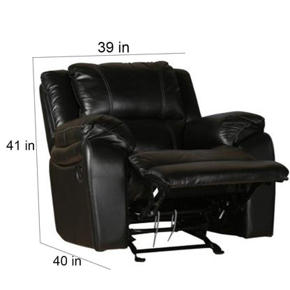 Single Seater 1 Seat Recliner Sofa with Premium Leatherette, Black
