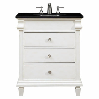 Single Sink Vanities: 30 in. Antique White Single Bathroom Vanity 