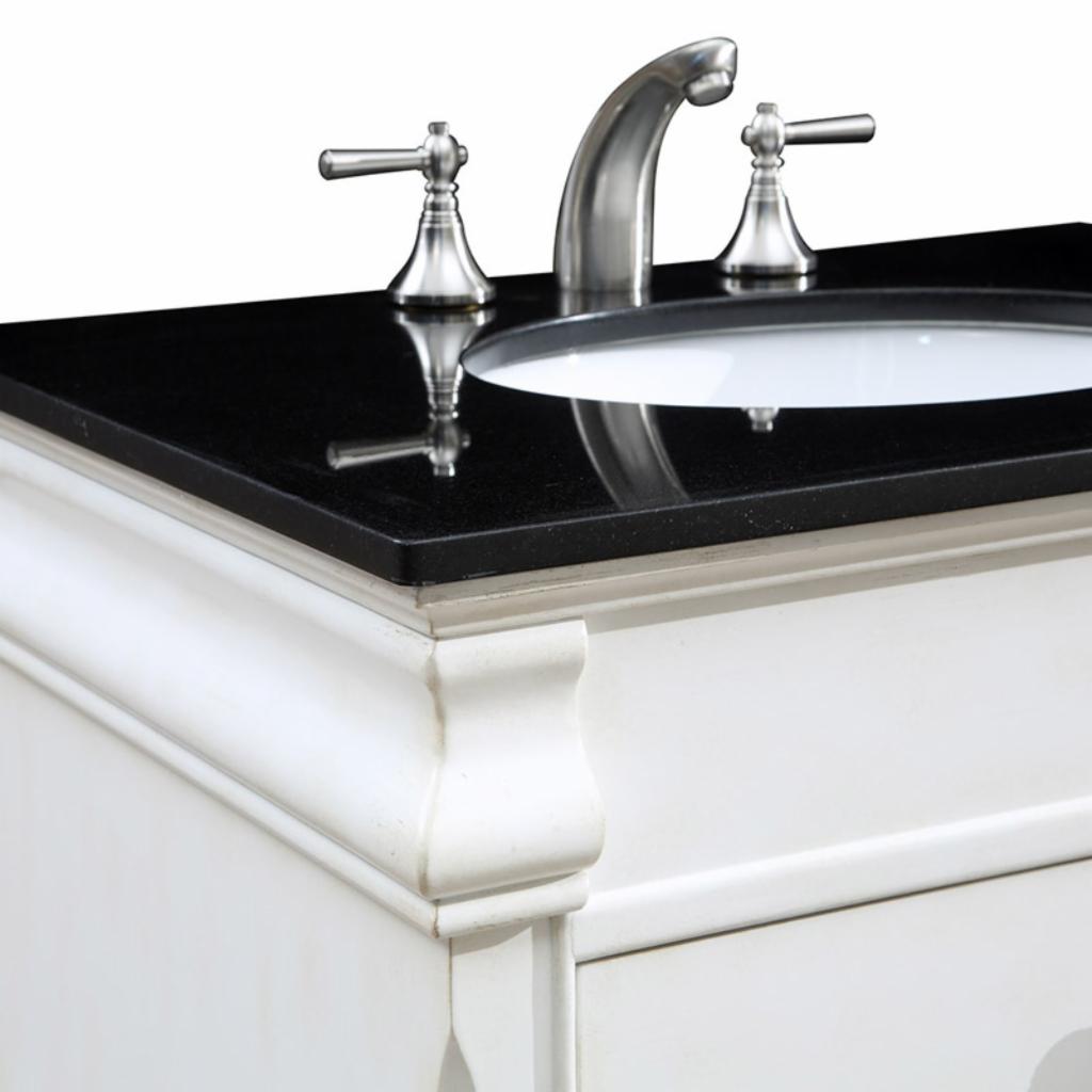 Single Sink Vanities: 30 in. Antique White Single Bathroom Vanity 