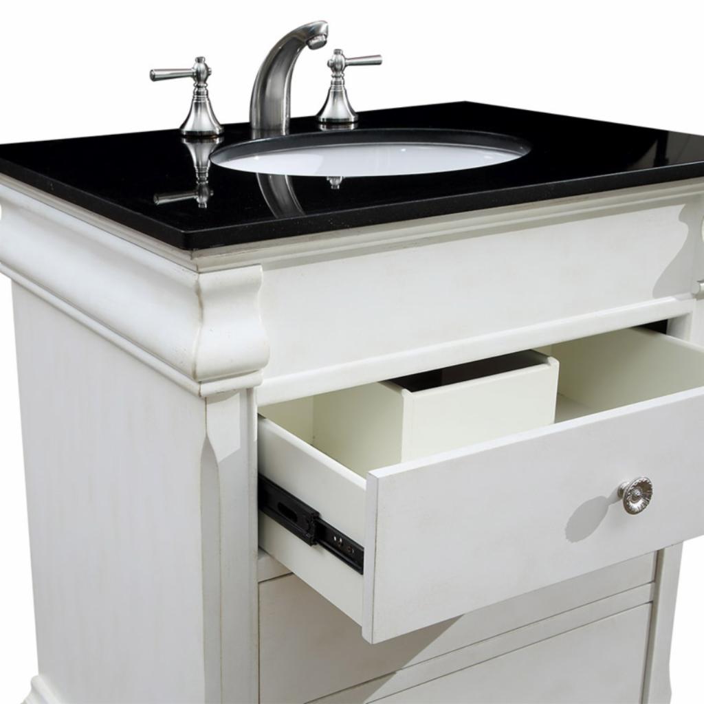 Single Sink Vanities: 30 in. Antique White Single Bathroom Vanity 