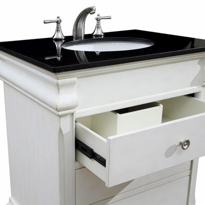 Single Sink Vanities: 30 in. Antique White Single Bathroom Vanity 