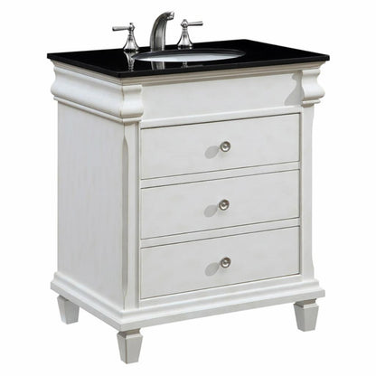 Single Sink Vanities: 30 in. Antique White Single Bathroom Vanity 