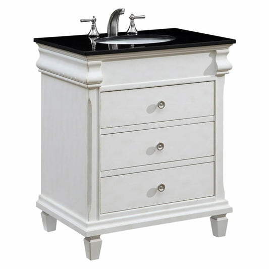 Single Sink Vanities: 30 in. Antique White Single Bathroom Vanity 